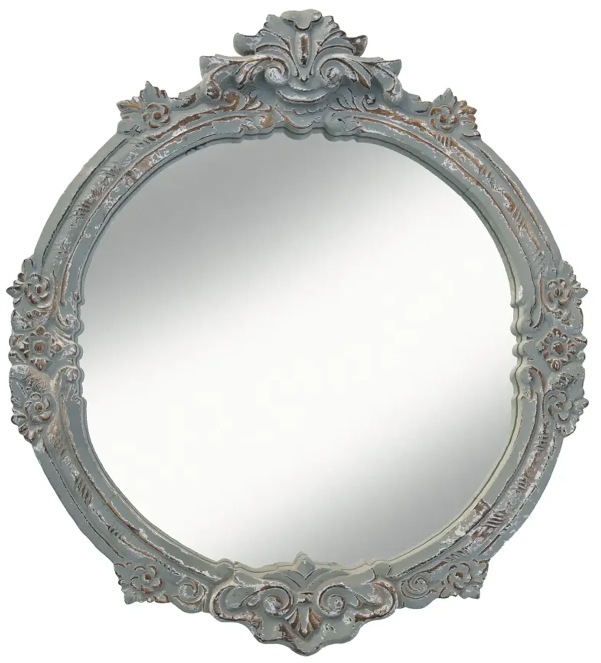 Ornate Decorative Sage Round Mirror