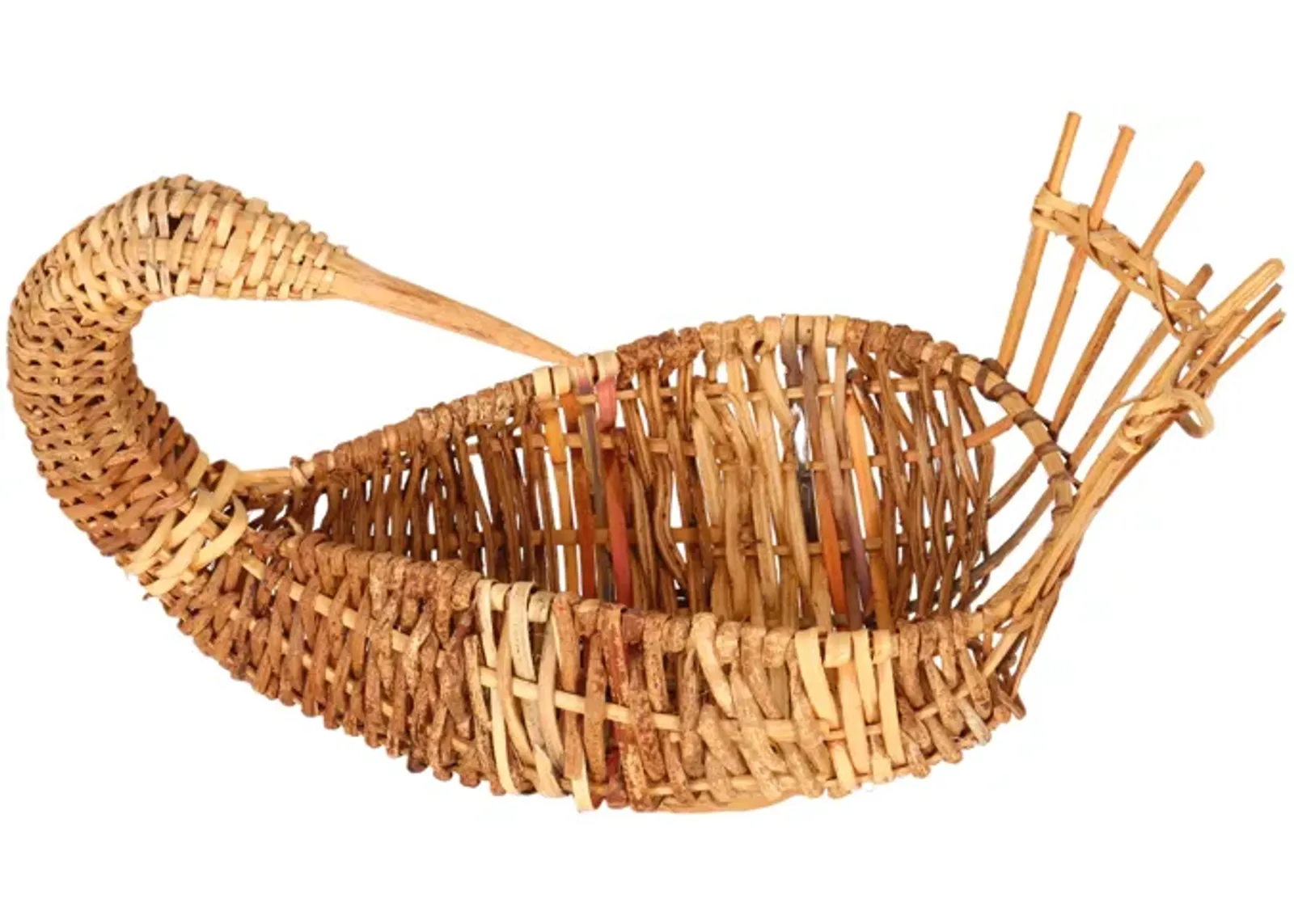 Goose-Shaped Rattan Basket