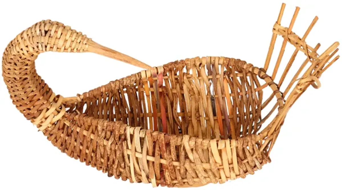 Goose-Shaped Rattan Basket