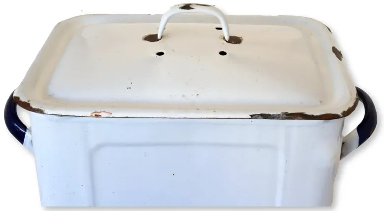 Vintage English Enamelware Bread Box