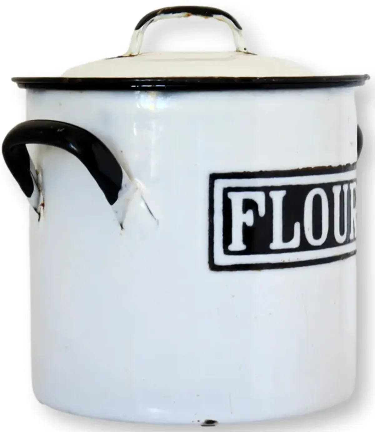 Large English Enamelware Flour Canister