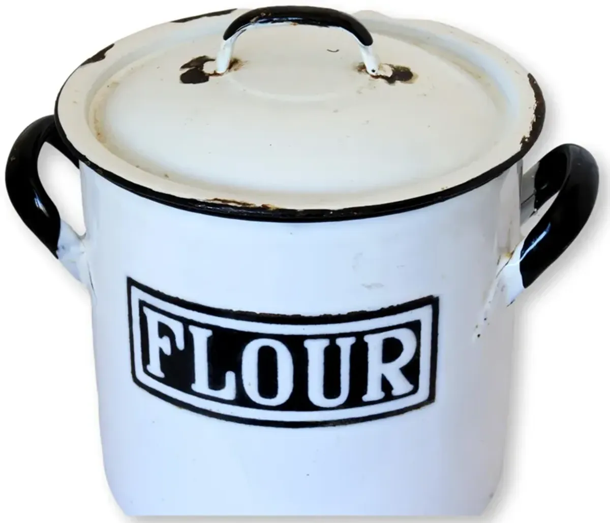 Large English Enamelware Flour Canister