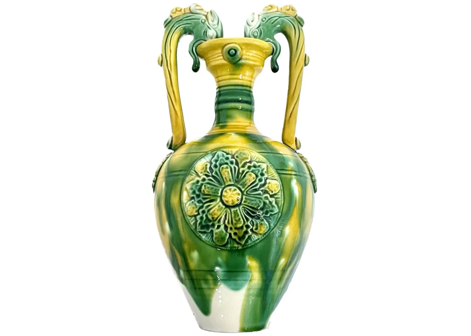 Chinese Dragon Majolica Urn Vase