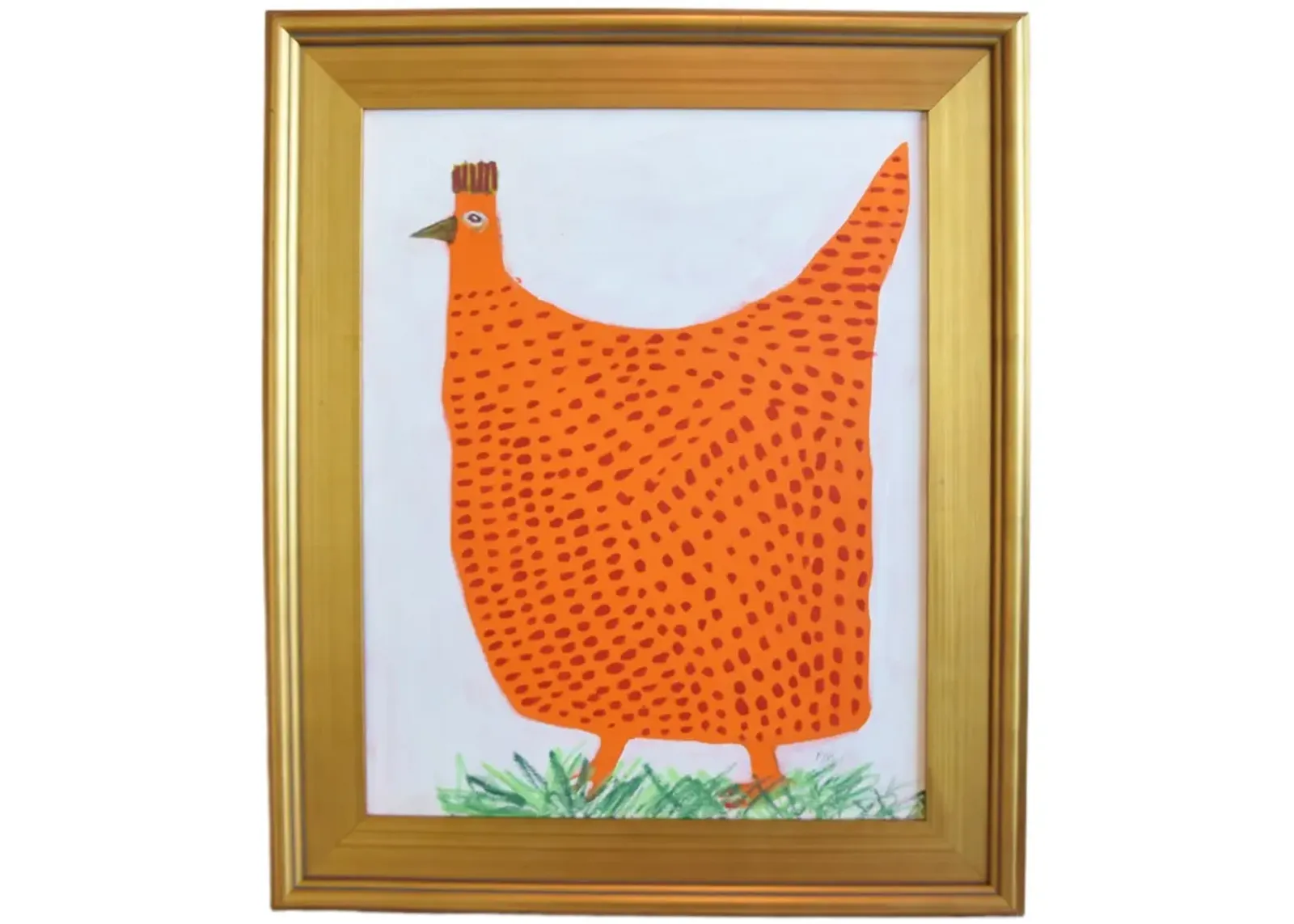 Folk Art Chicken Hen Rooster Painting