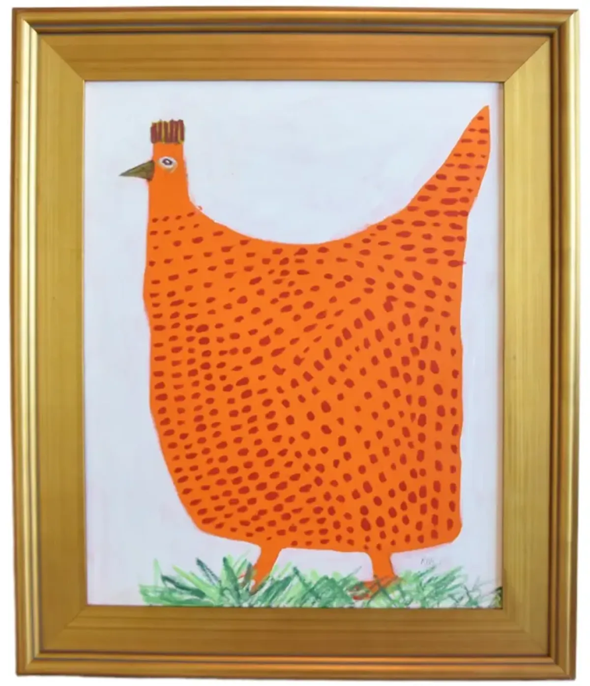 Folk Art Chicken Hen Rooster Painting