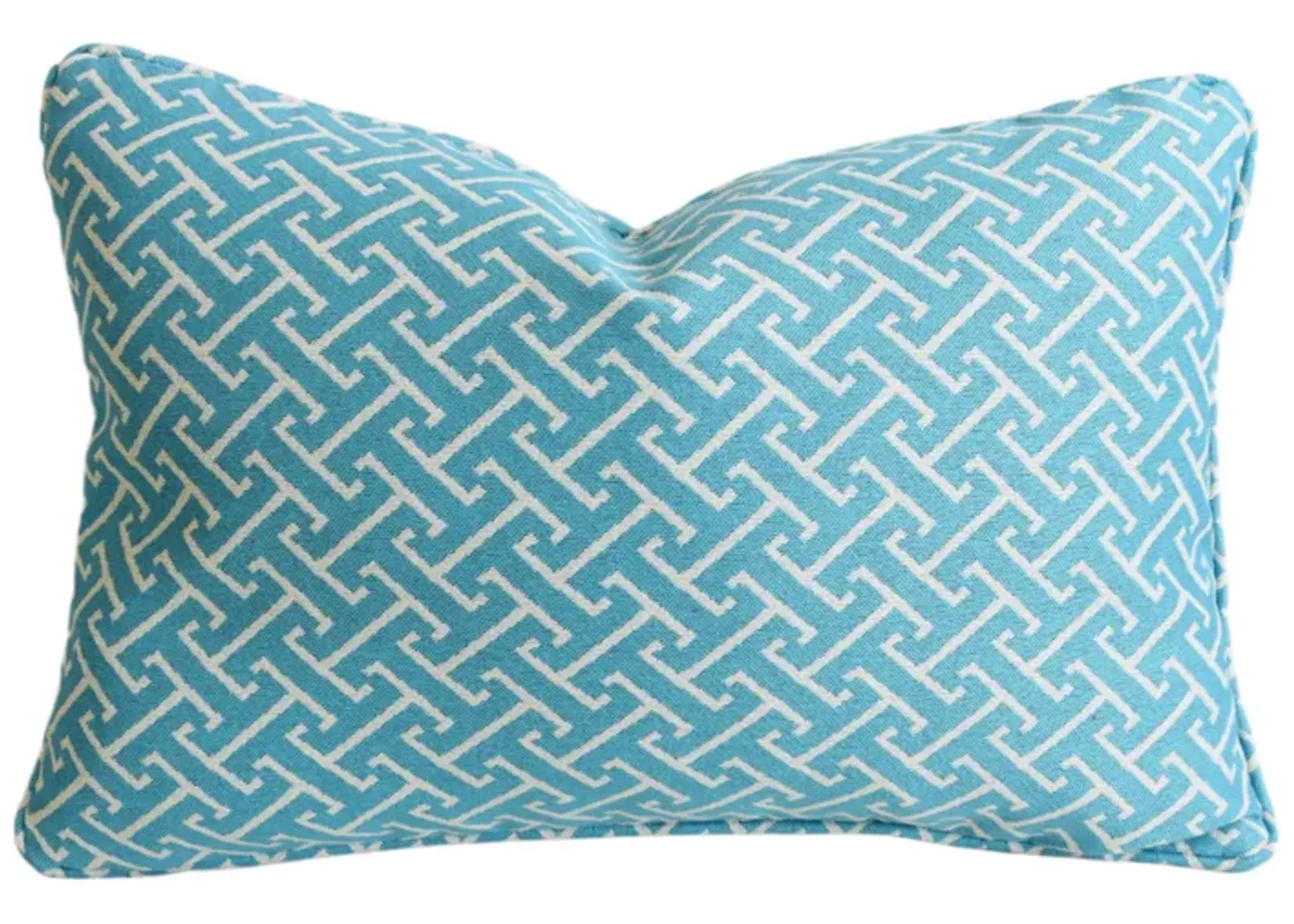 Sky-Blue Geometric Pillow