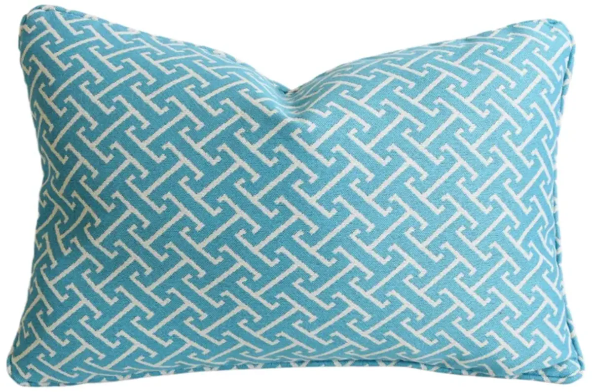 Sky-Blue Geometric Pillow