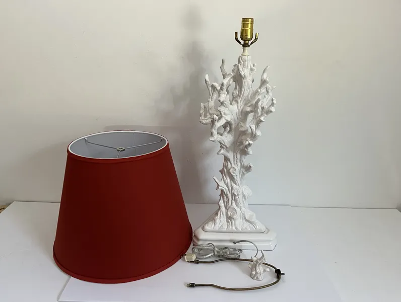 Italian Coral Branch Lamp w/Shade