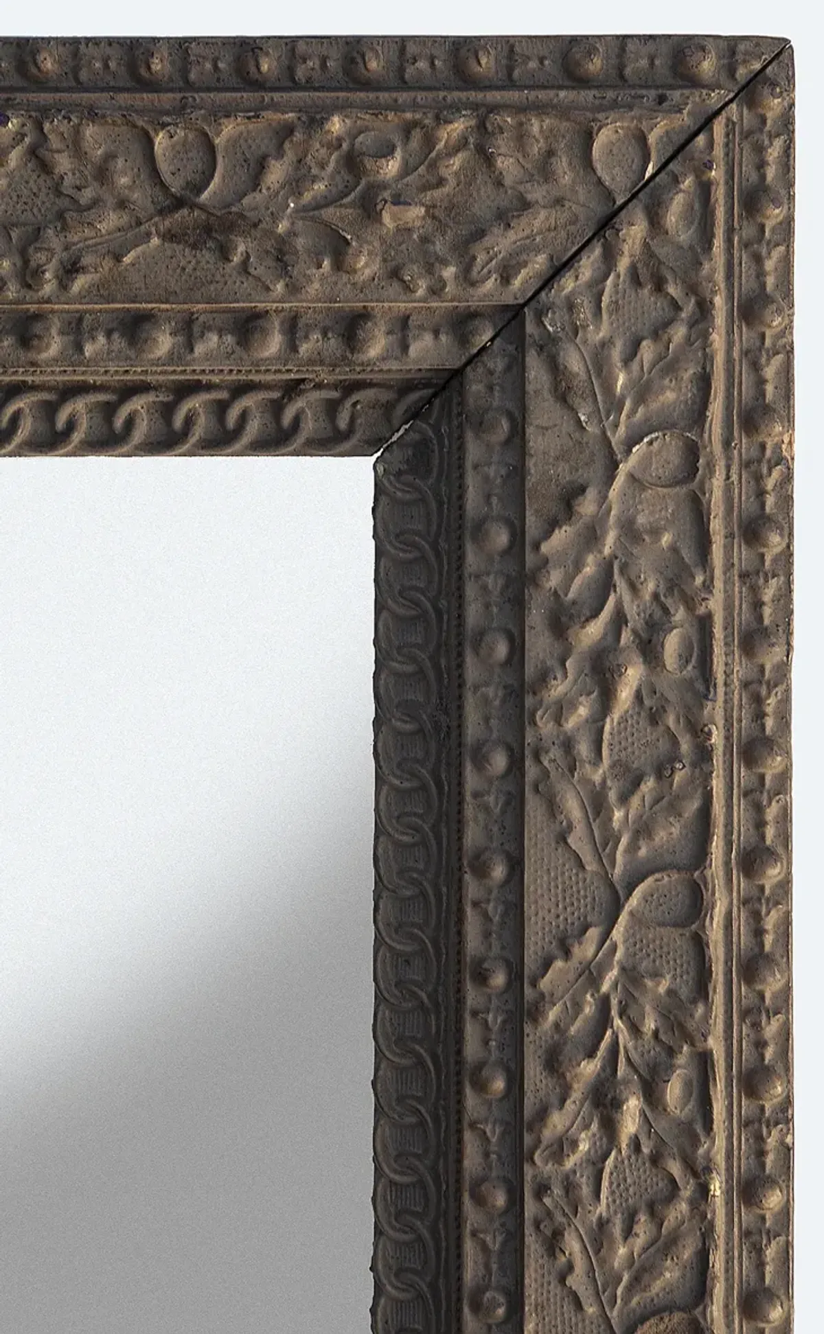 Brown Hardwood/Gessoed Beveled Mirror - Fleur de Lex Antiques - Brass