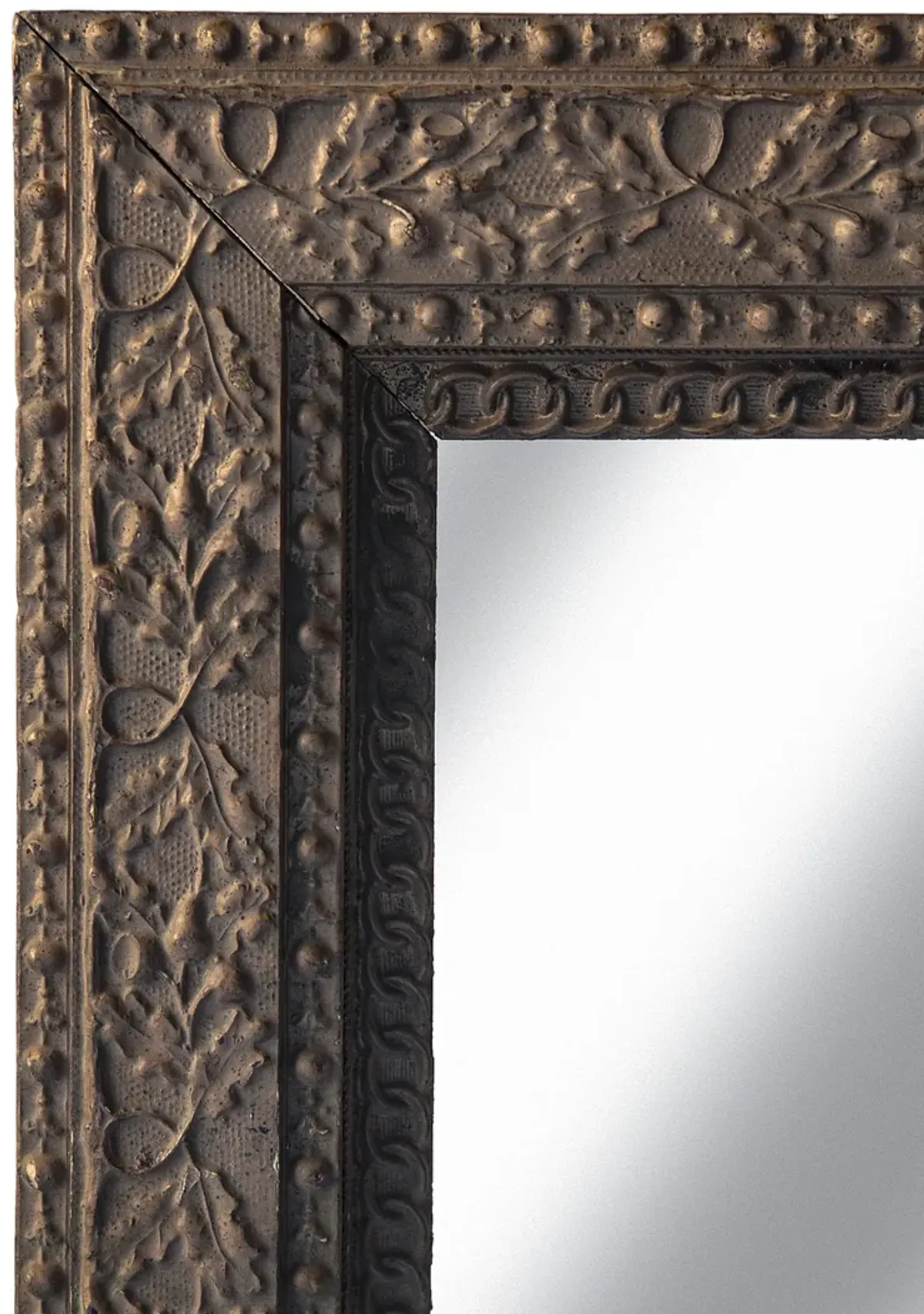 Brown Hardwood/Gessoed Beveled Mirror - Fleur de Lex Antiques - Brass