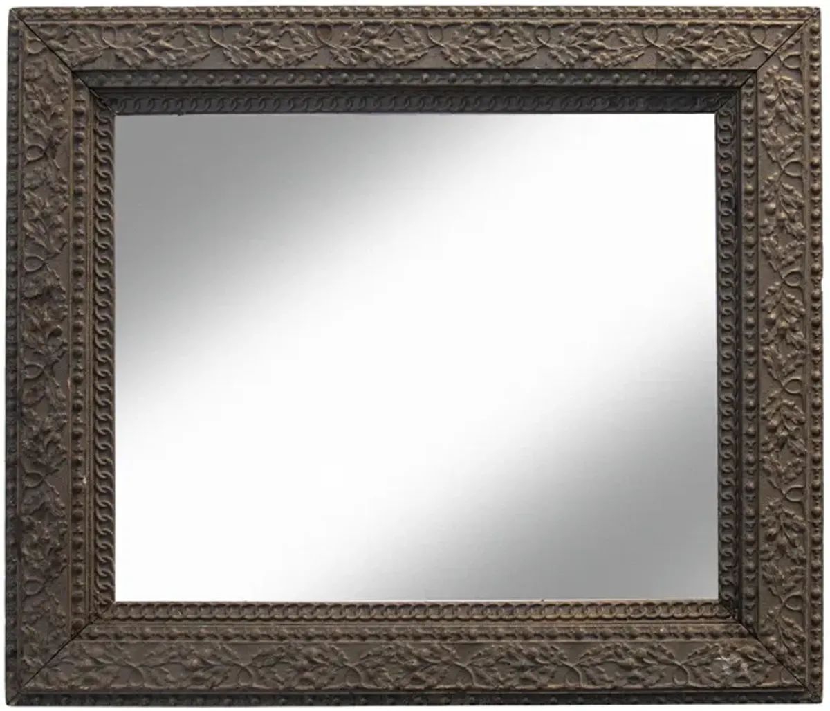 Brown Hardwood/Gessoed Beveled Mirror - Fleur de Lex Antiques - Brass