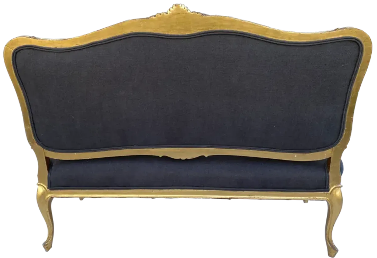 1930s French Water Gilt Settee W/ Linen - Ballyhoo