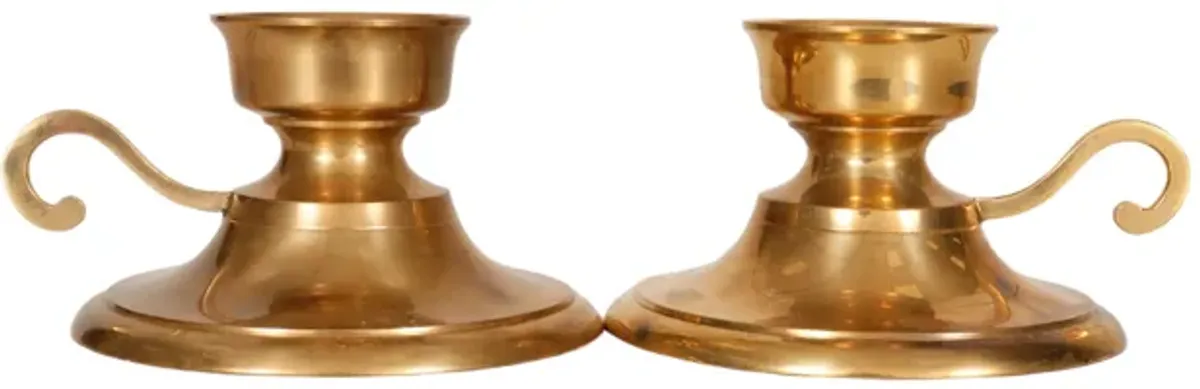 Brass Chamber Stick Candle Holders - Set of 2