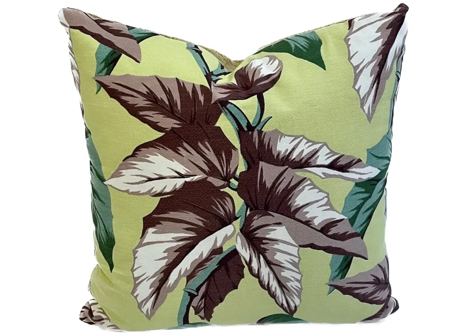 Retro Begonia Leaf Barkcloth Pillow