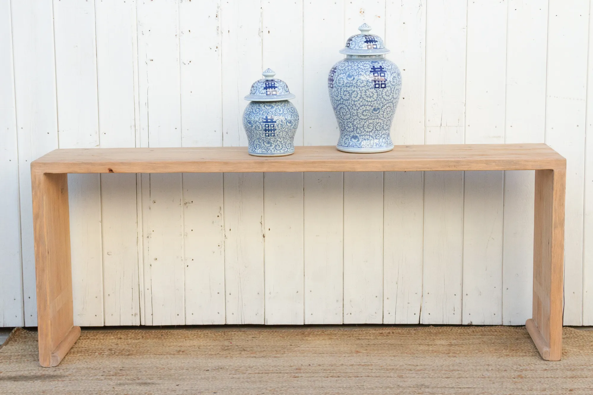 Rustic Reclaimed Wood Waterfall Console - Handcrafted