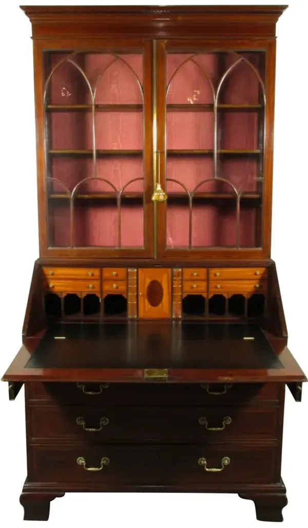 19th-C. English Bookcase Secretary