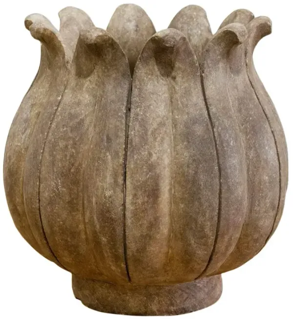 Tall Old Brown Marble Pot-Zamani - de-cor