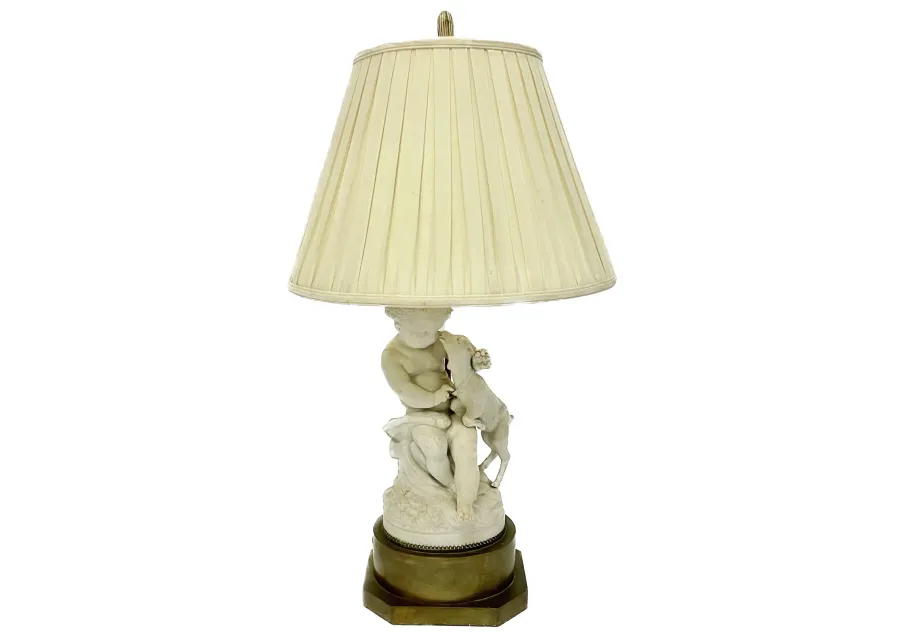 Limoges Bisque Lamb & Lion Lamp