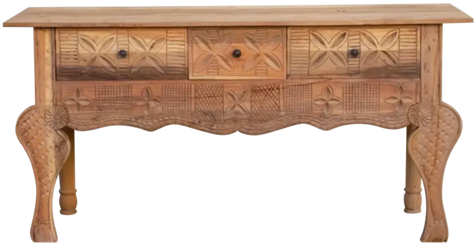 Finely Carved Nahuala Teak Console