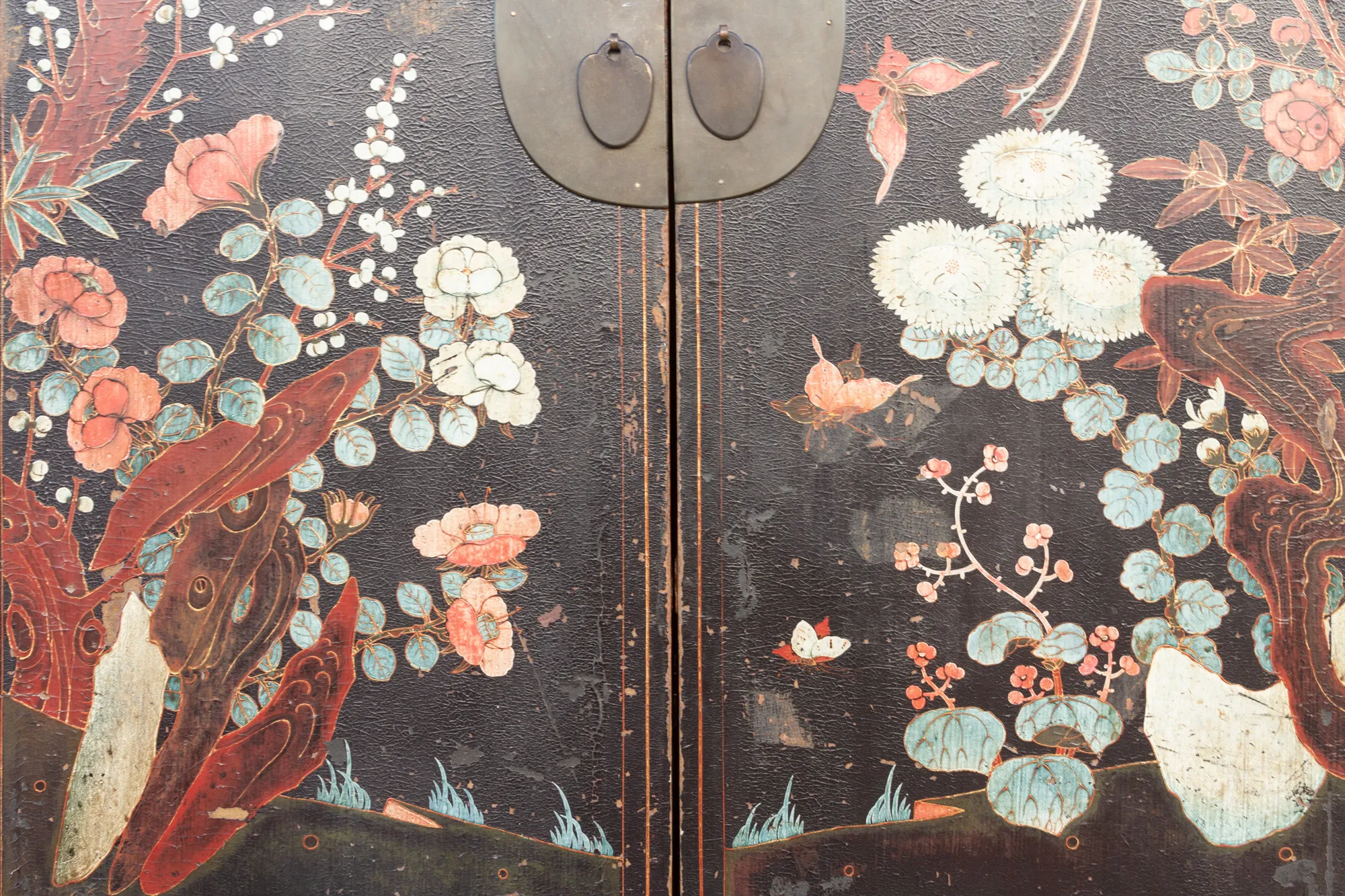 Antique Floral Chinoiserie Armoire