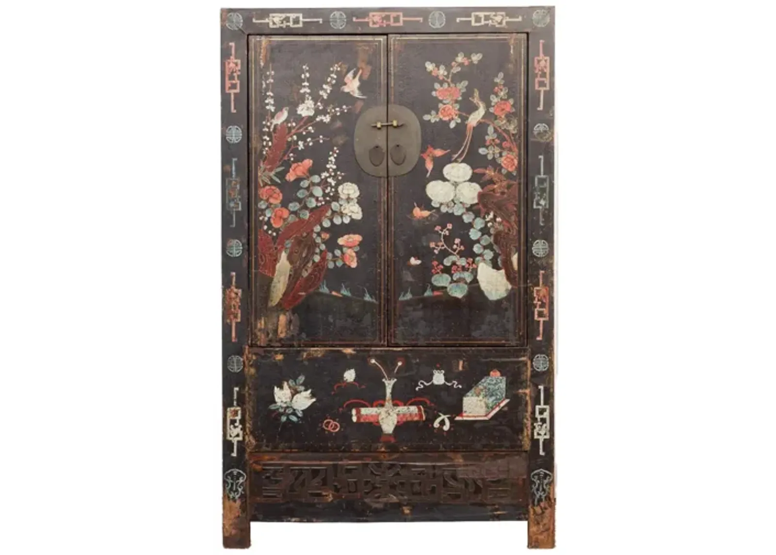 Antique Floral Chinoiserie Armoire