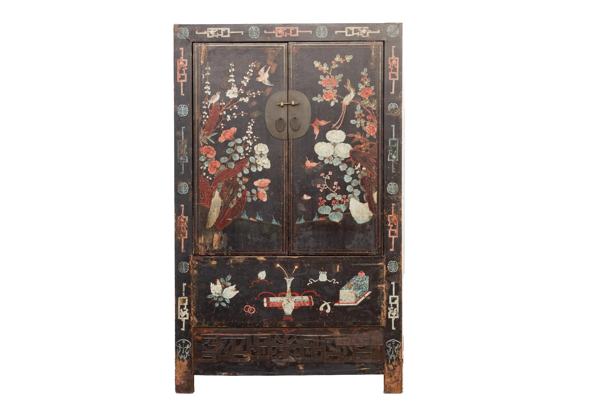 Antique Floral Chinoiserie Armoire