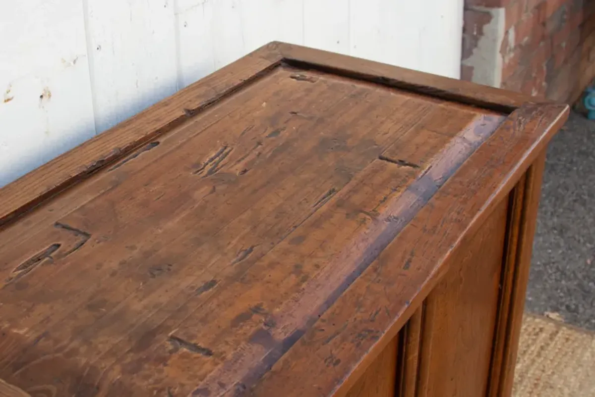 Antique Country Elm Bedside Cabinet