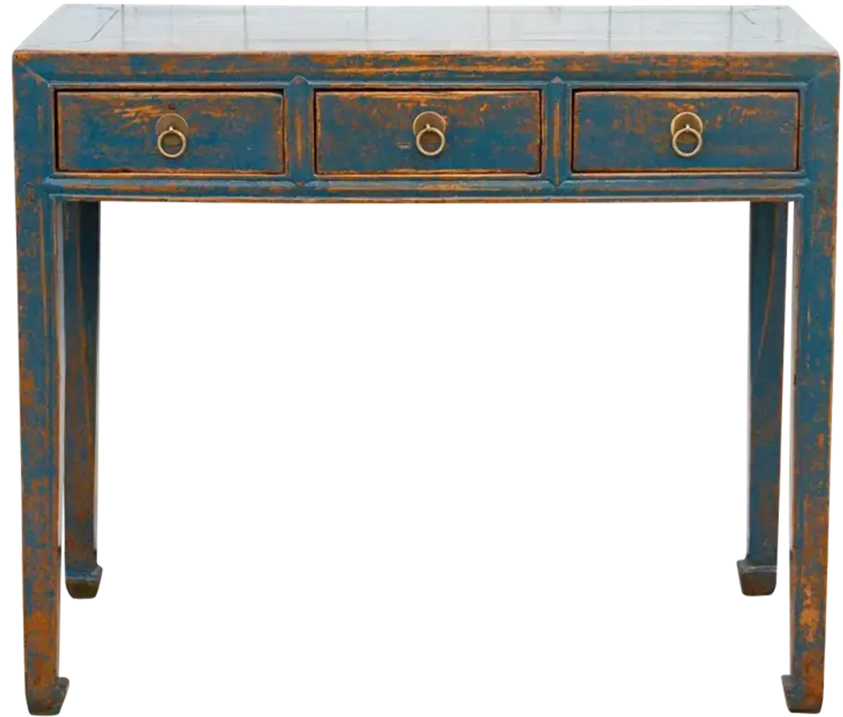 3-Drawer Blue Lacquered Altar Console