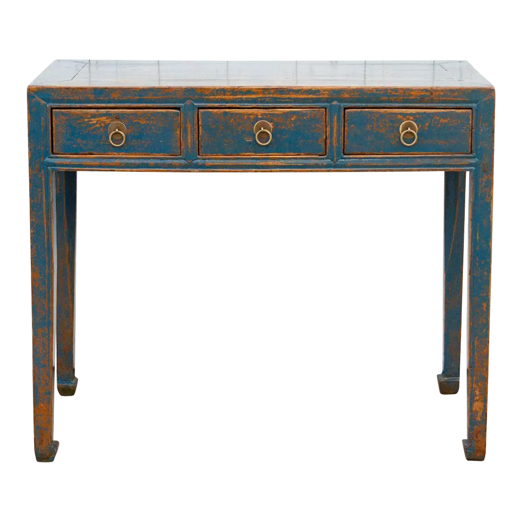 3-Drawer Blue Lacquered Altar Console