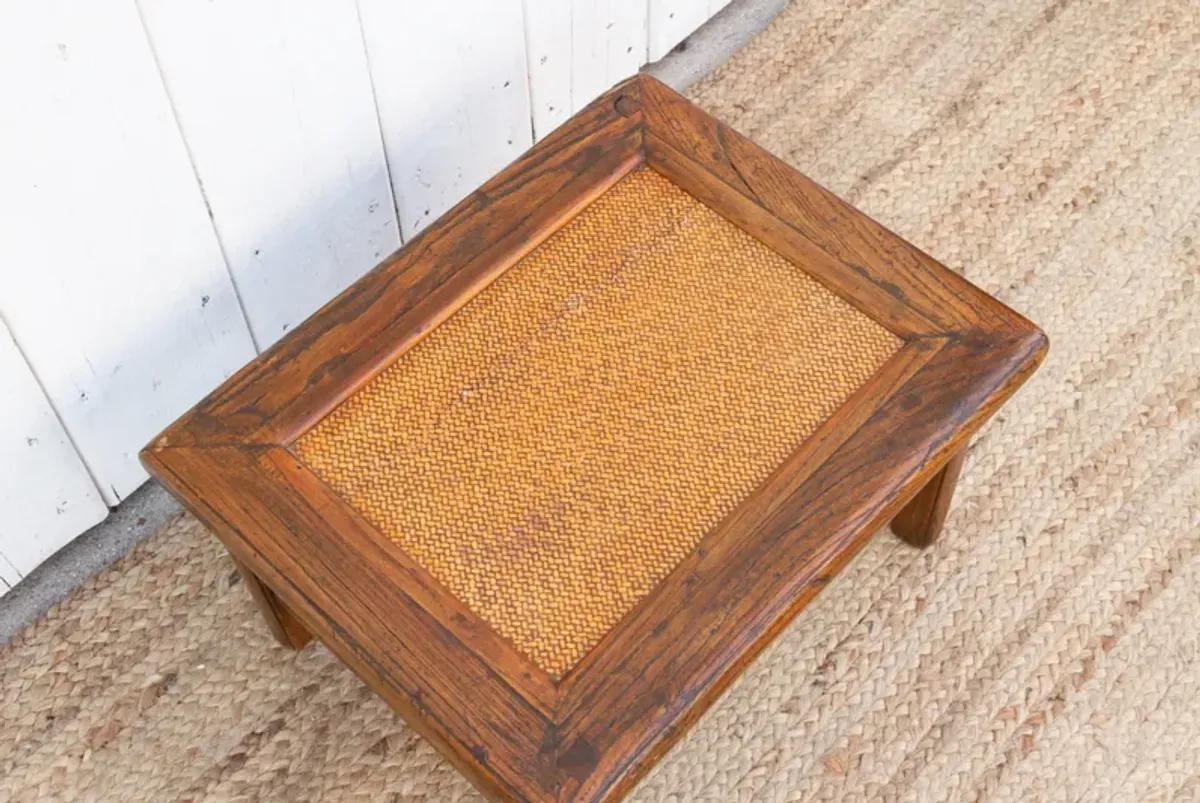 Antique Provincial Wood Rattan Tea Table