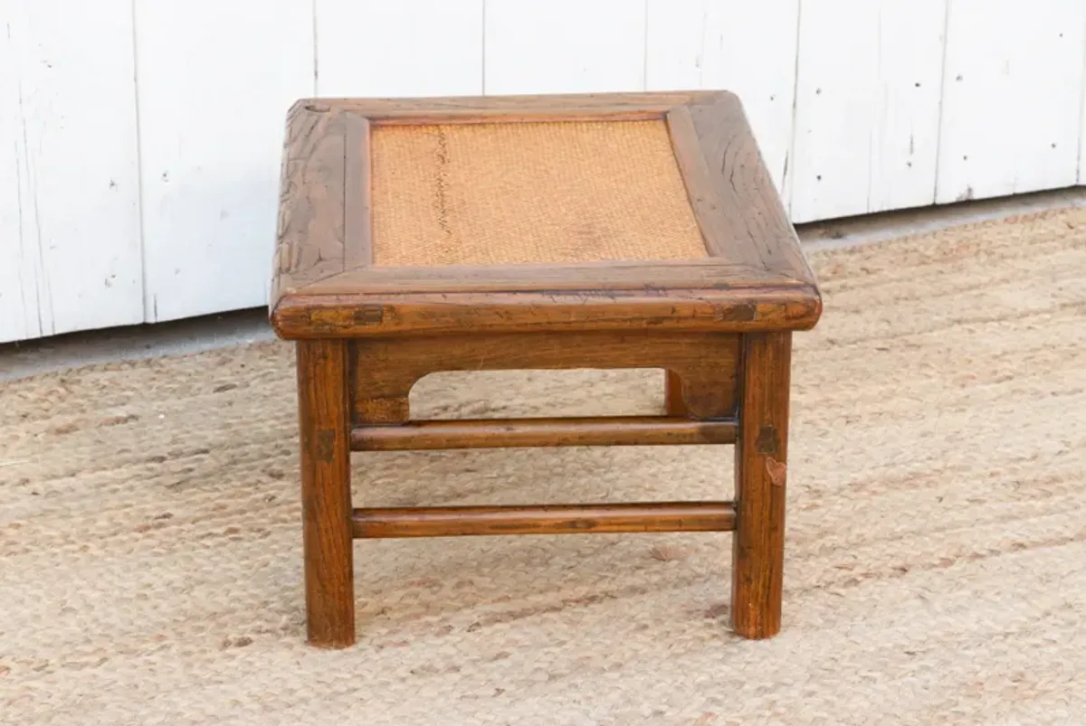 Antique Provincial Wood Rattan Tea Table