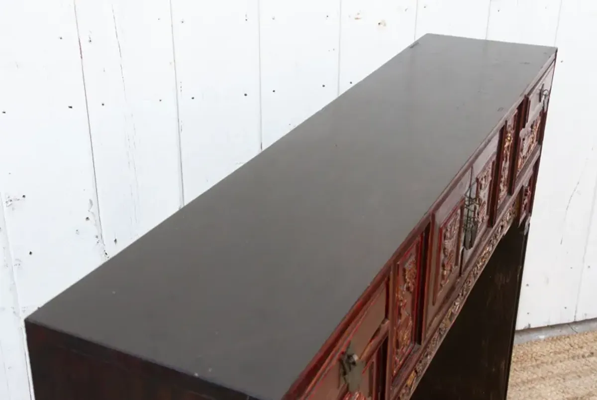 Antique Red & Gilt Kang Altar Table - de-cor