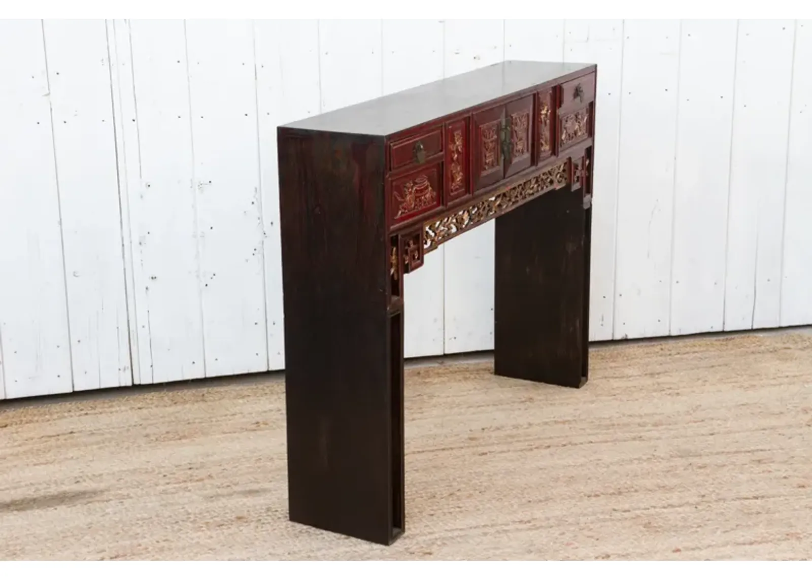 Antique Red & Gilt Kang Altar Table