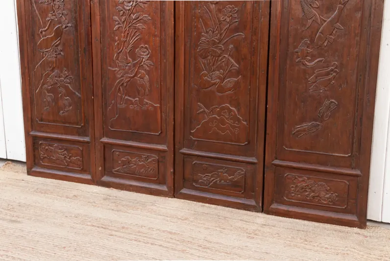 Mid-Century Finely Carved Door Panels