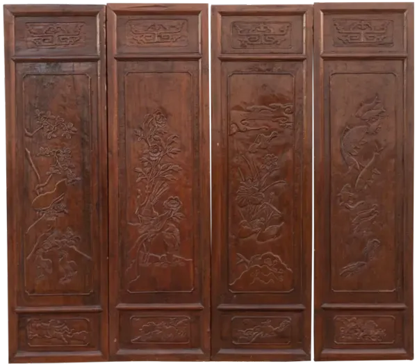 Mid-Century Finely Carved Door Panels - de-cor