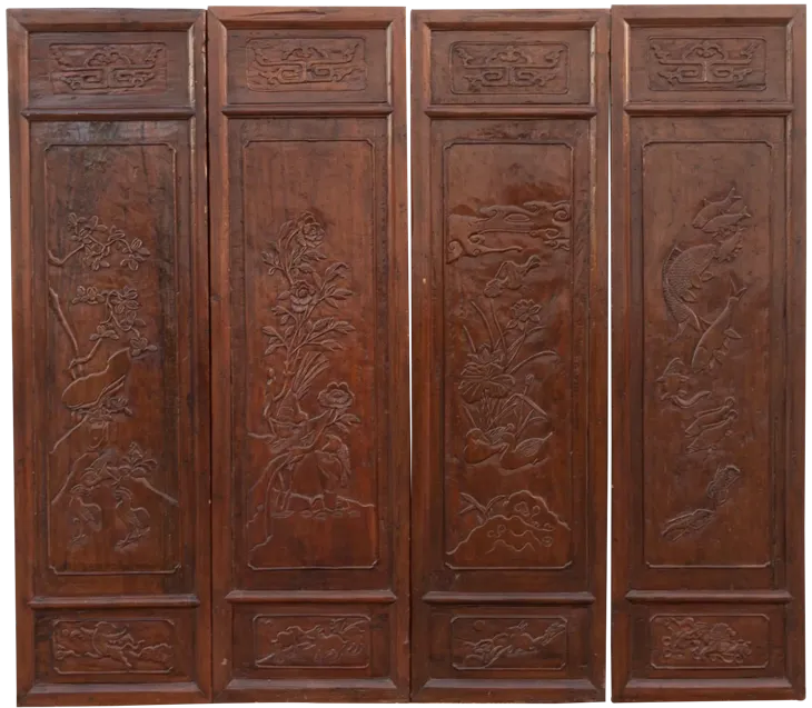 Mid-Century Finely Carved Door Panels