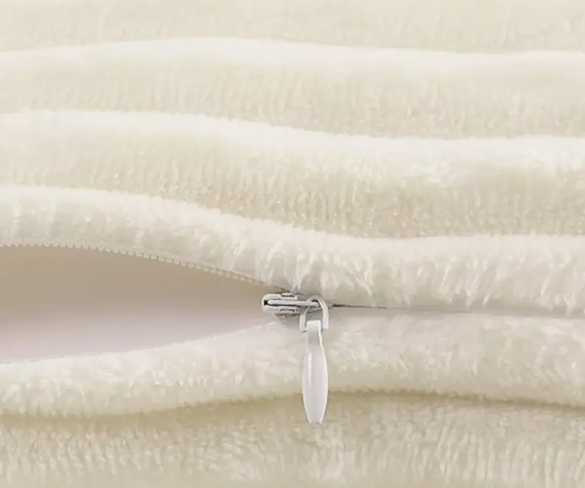 Creamy White Soft Plush Ribbed Pillow