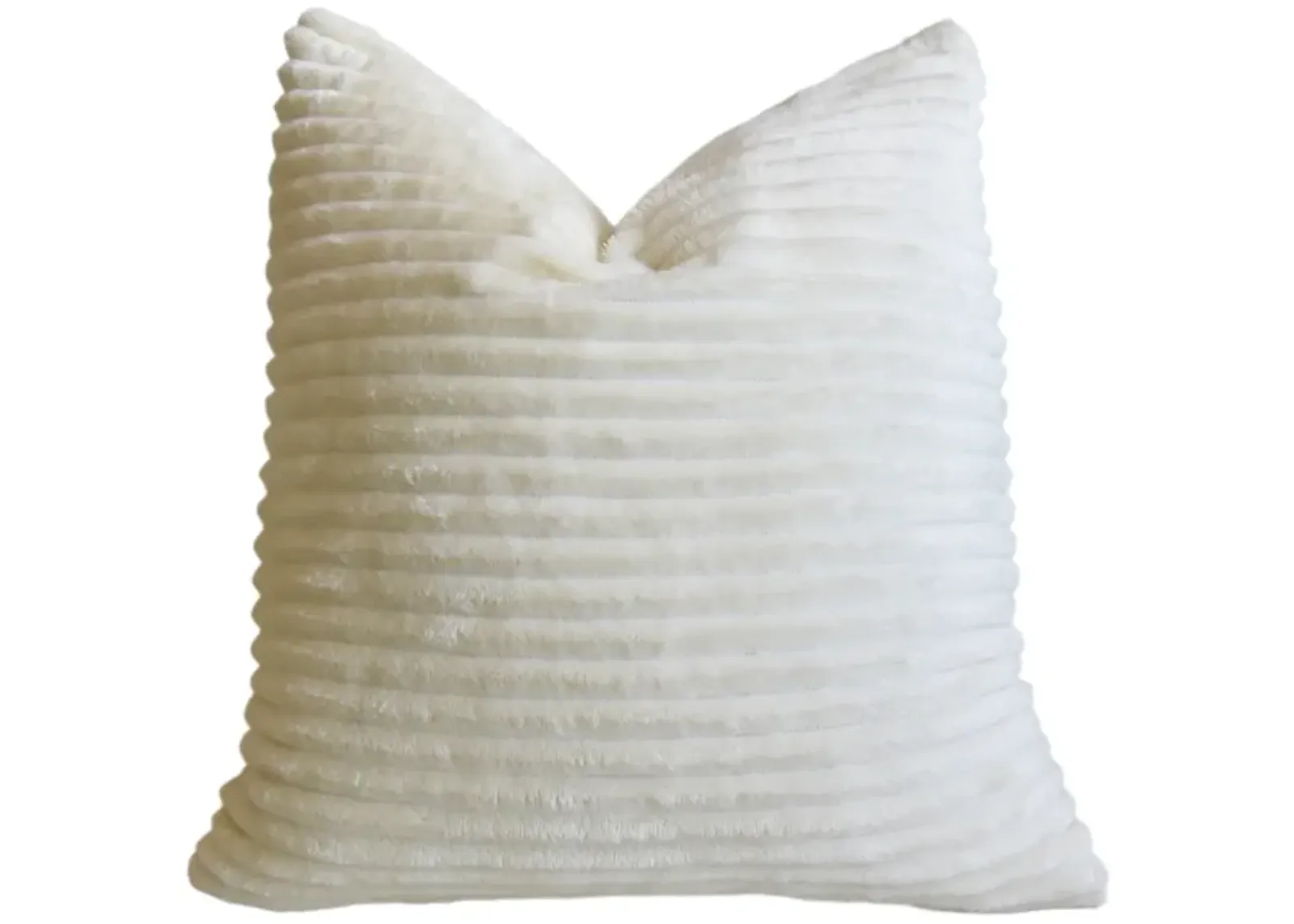 Creamy White Soft Plush Ribbed Pillow