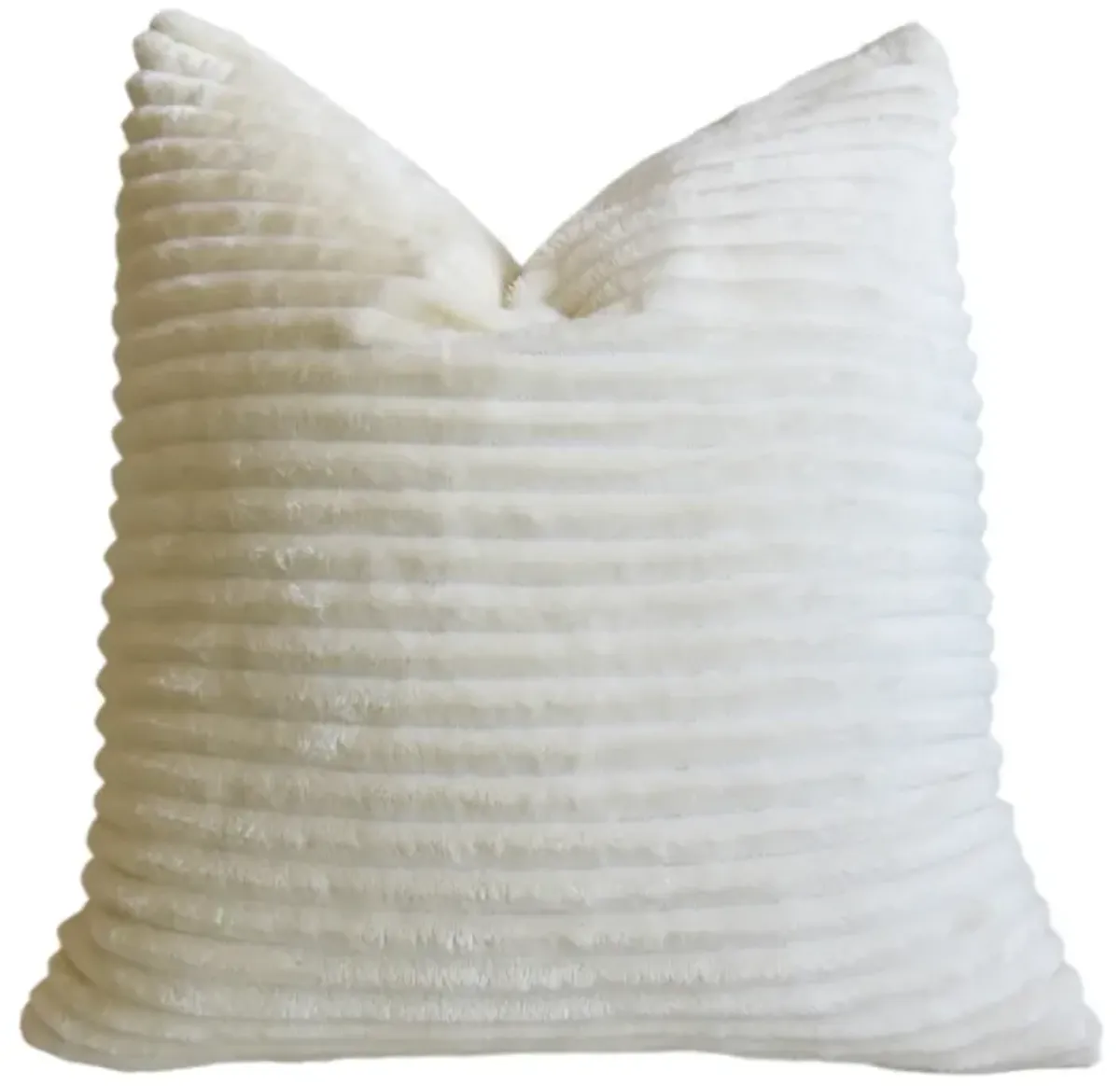 Creamy White Soft Plush Ribbed Pillow