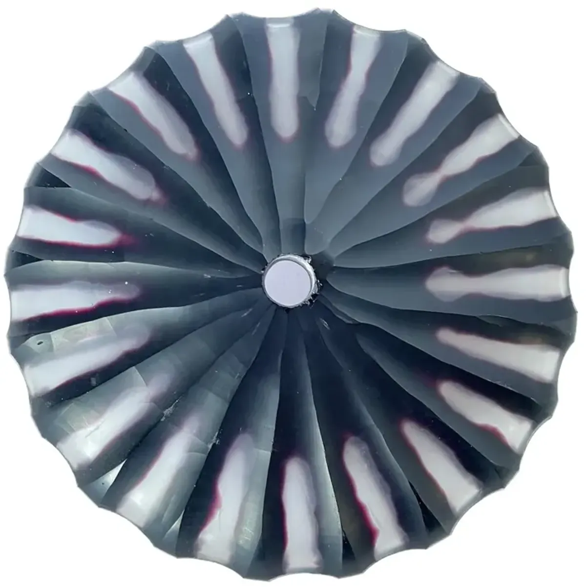 Striped Cut Glass Disc Vase