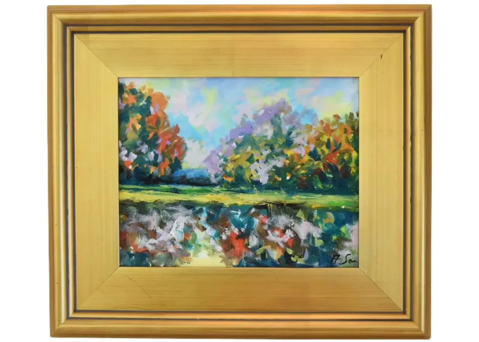 Lake Reflection Landscape Oil Painting