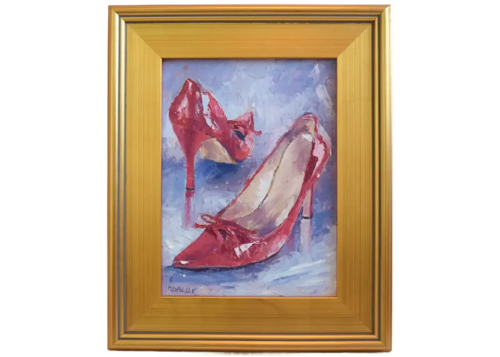 Red Stiletto Evening Shoes Oil Painting