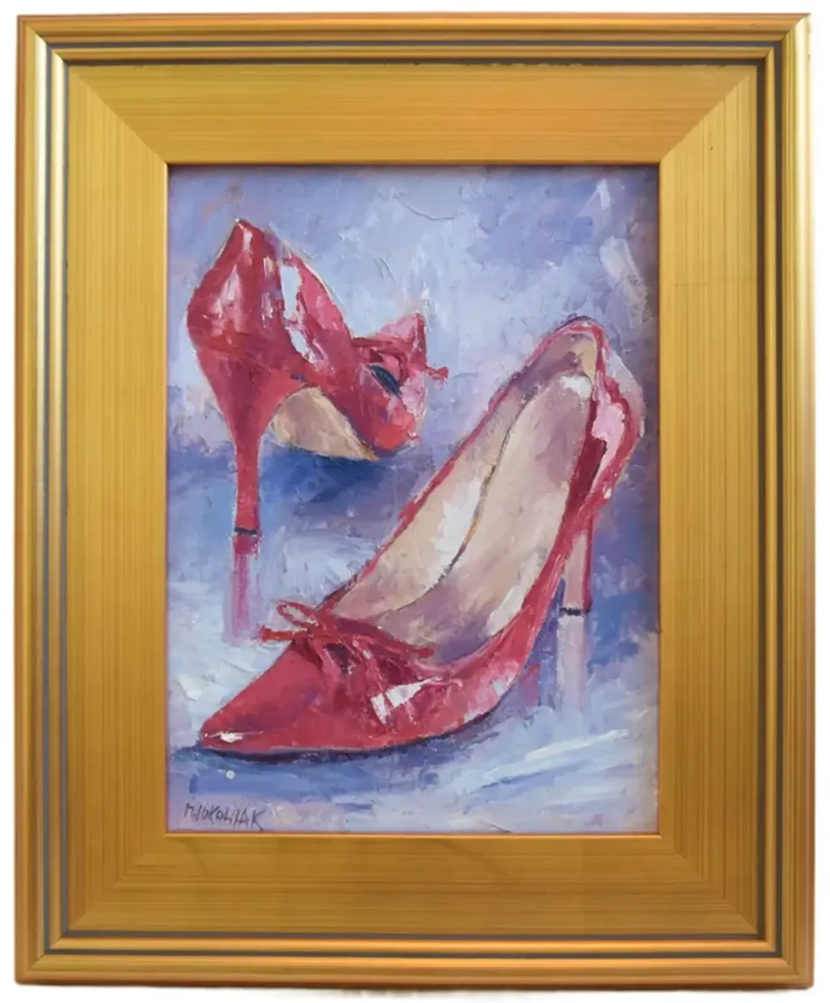 Red Stiletto Evening Shoes Oil Painting