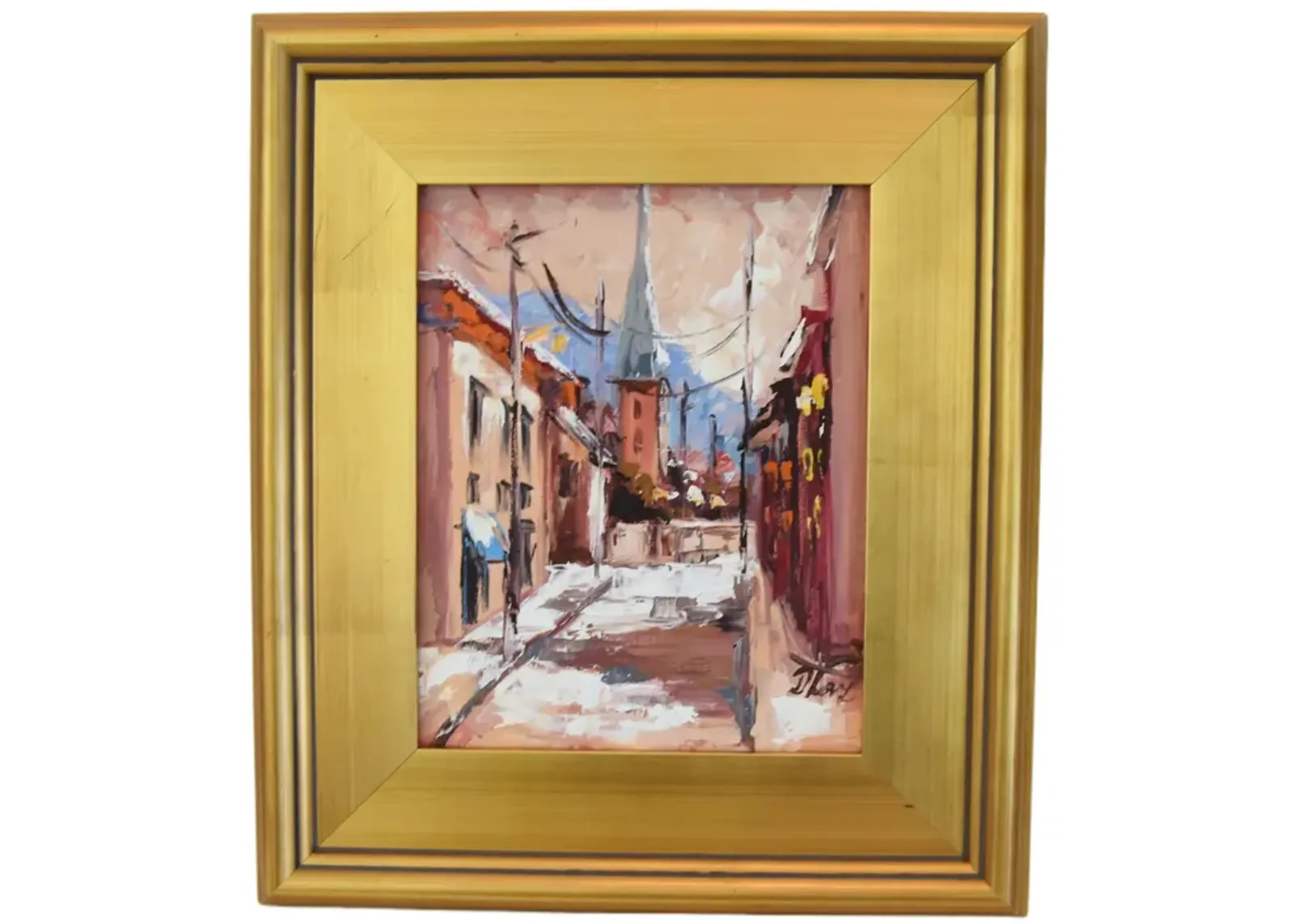 European Village Cityscape Oil Painting