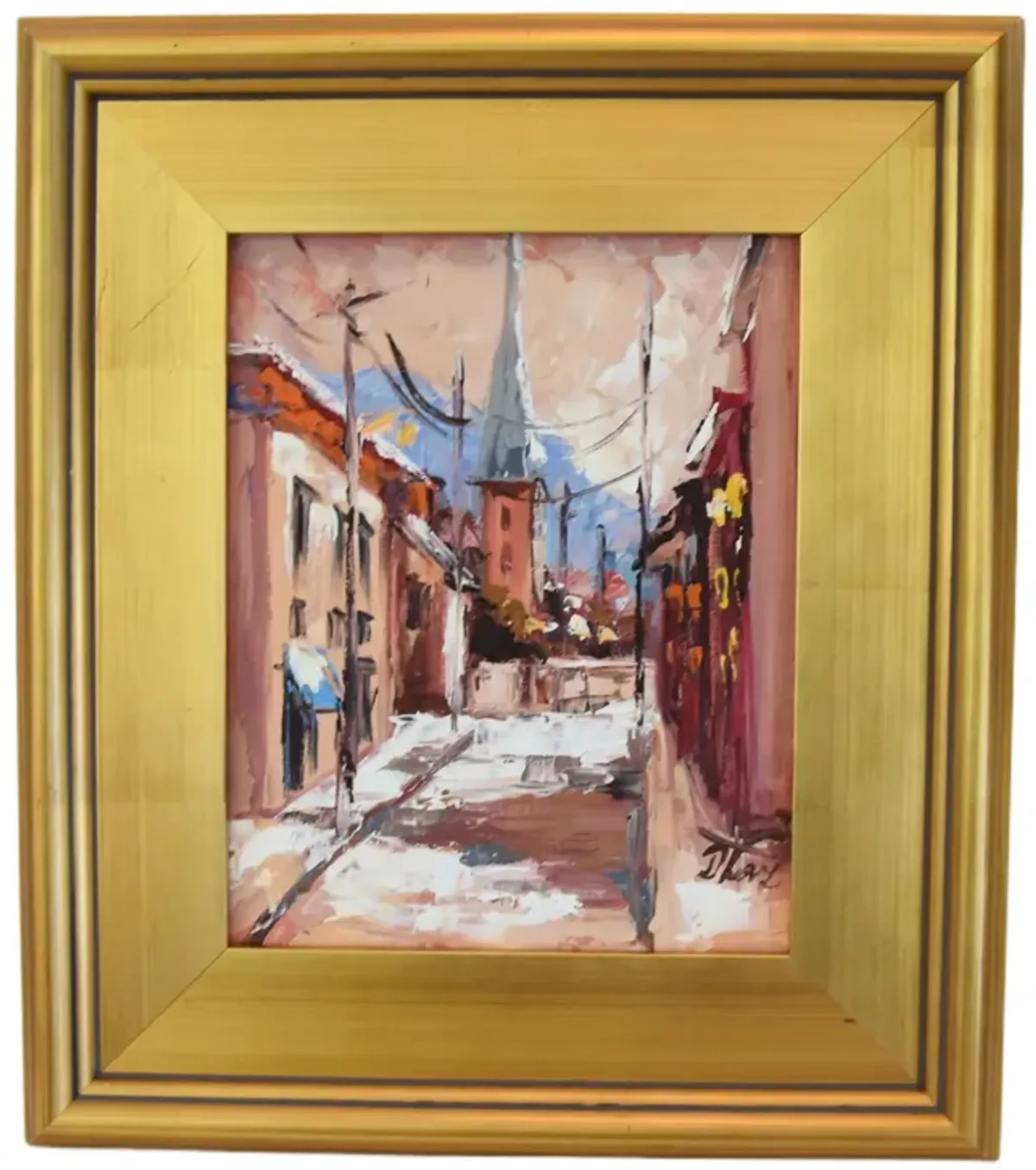 European Village Cityscape Oil Painting