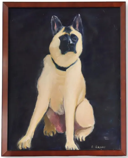 Midcentury German Shepard Painting