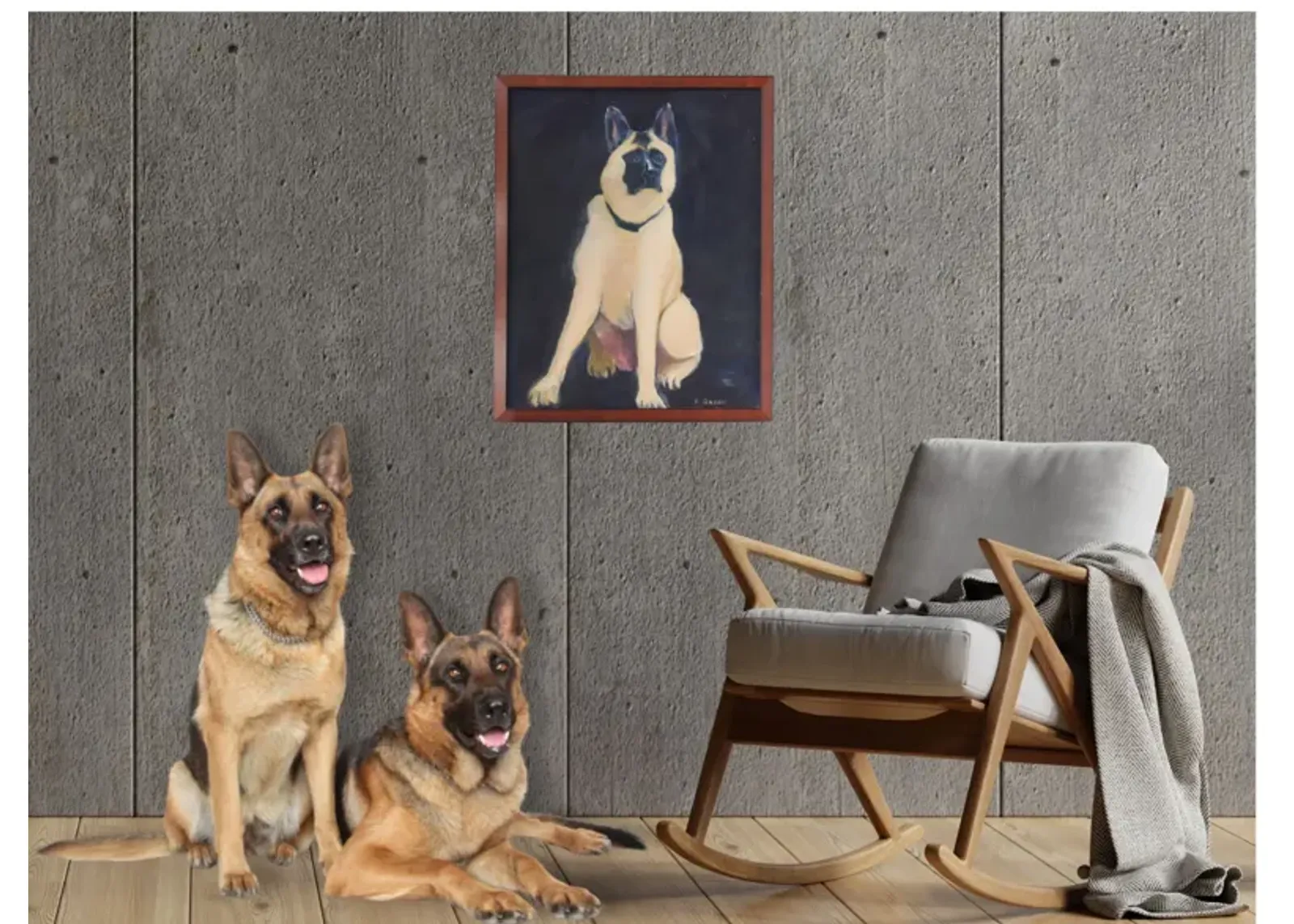 Midcentury German Shepard Painting