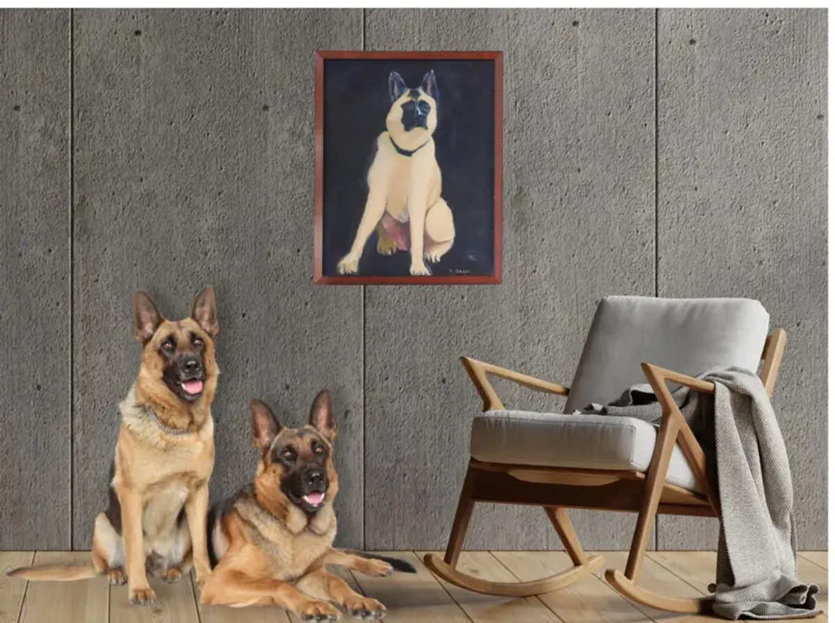 Midcentury German Shepard Painting