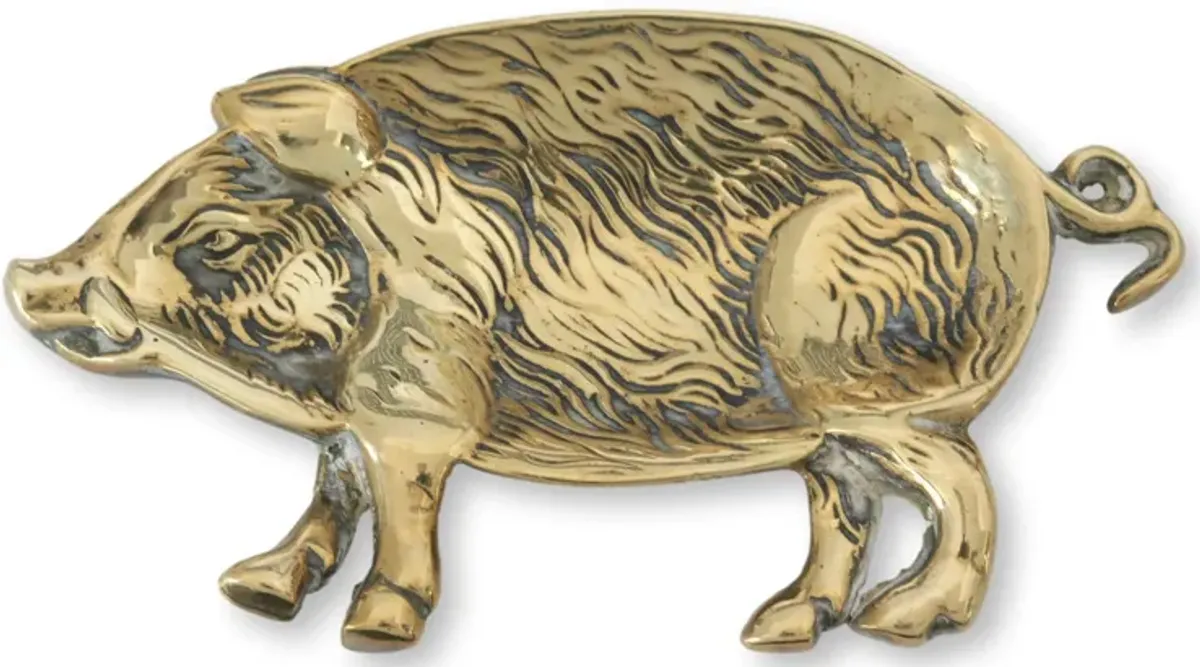 Antique English Brass Pig Coin Dish