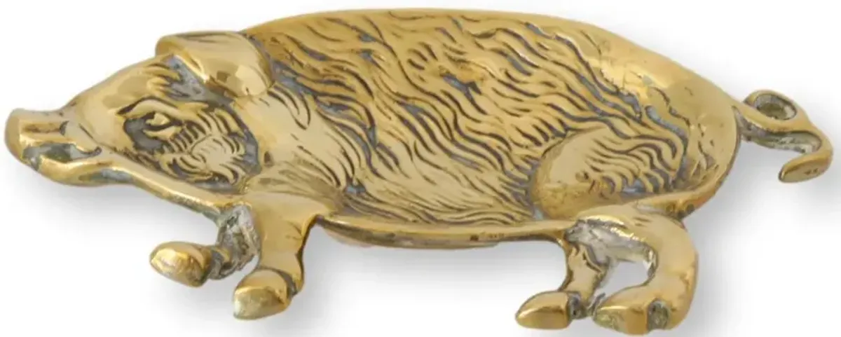 Antique English Brass Pig Coin Dish